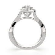 Ophelia Pear Cut Pave Halo Split Shank Engagement Ring Setting - Nivetta